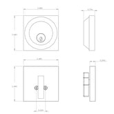 Square door deadbolt fitting doors with a thickness range of 1 3/8" to 1 3/4" and featuring an adjustable backset of 2 3/8" to 2 3/4". Easy to install DIY home door hardware